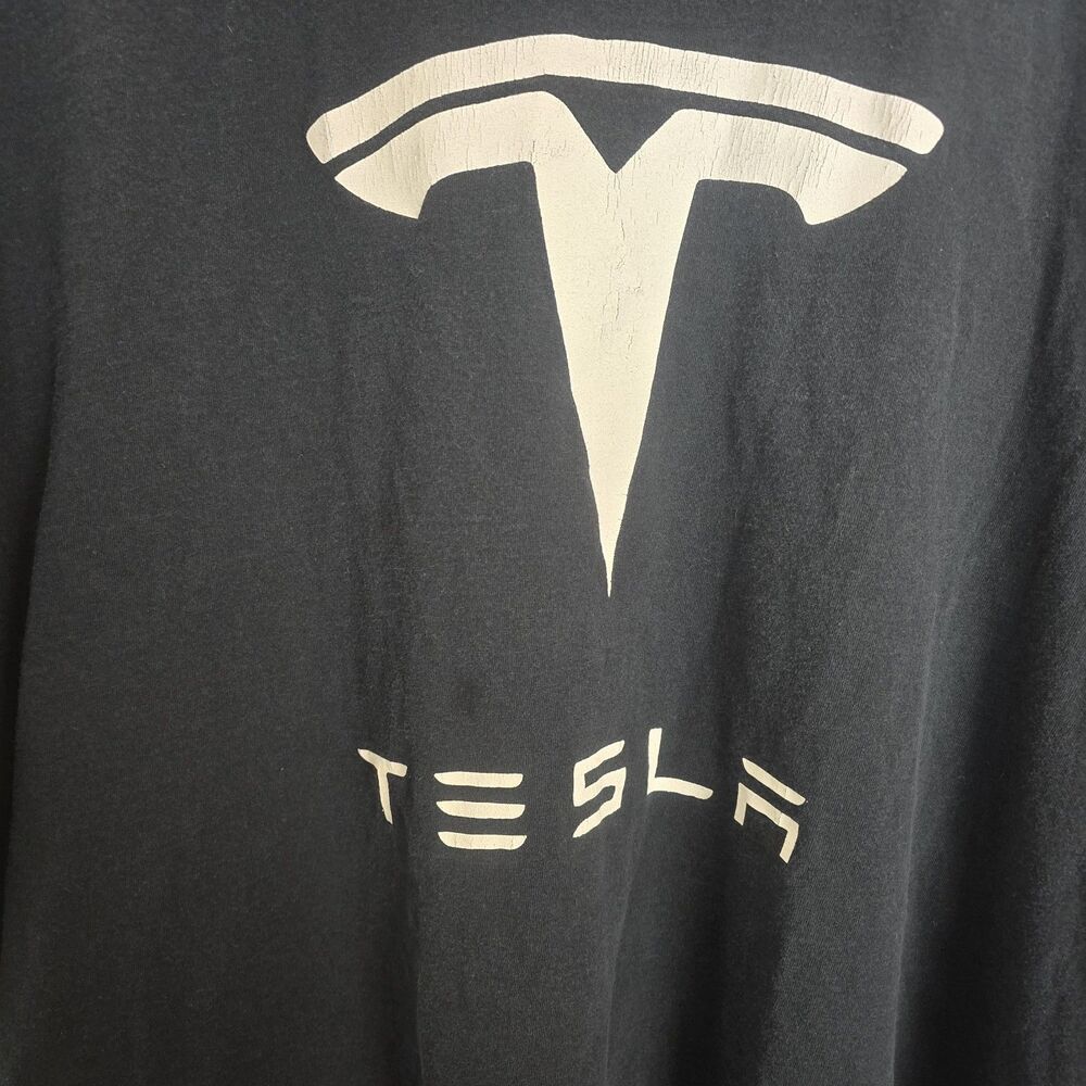 TESLA T-Shirt Elon Adult Size 3XL Black White Spell Out Short Sleeve Graphic